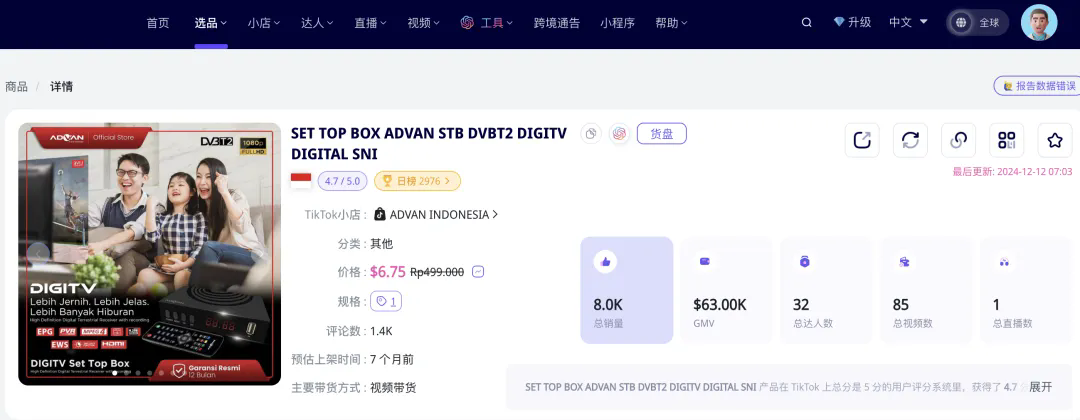 机顶盒在印尼Tiktok爆火!小众电子产品迎来爆发式增长